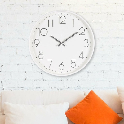 Часы настенные круглые d30см "Классика", корпус белый/серебро