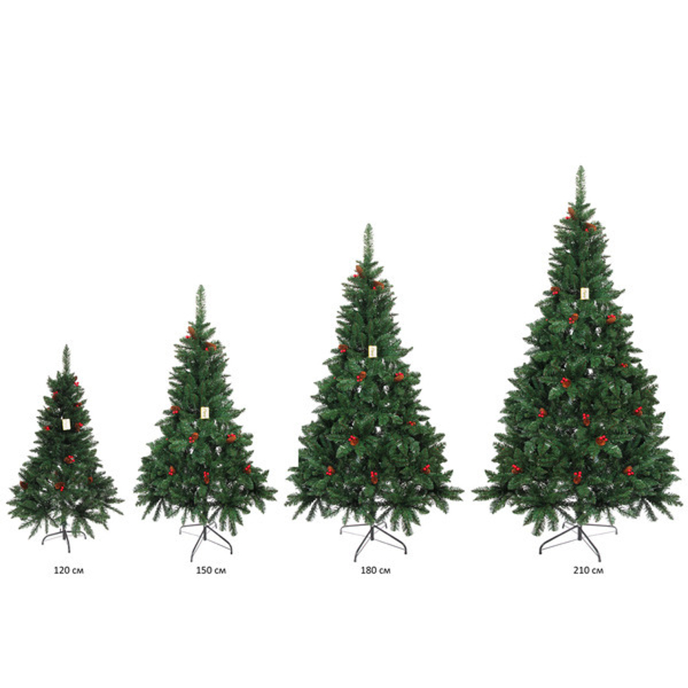 Ёлка «Лесное утро» 120 см, ПВХ с шишками и ягодами (248 веток)