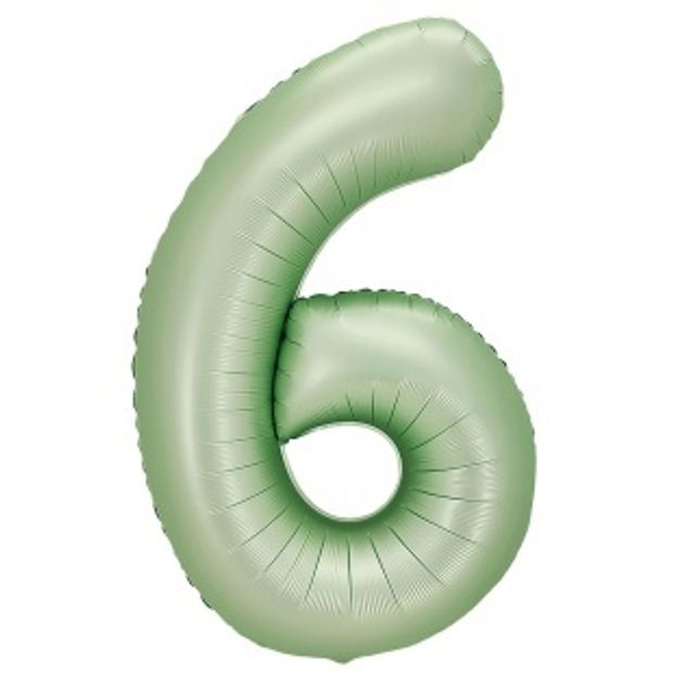 К Шар (40''/102 см) Цифра, 6, Авокадо, Сатин, 1 шт. в уп.(БГ-60)