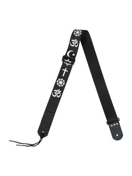MZ-RG-5ApSymbolsBk Ремень для гитары, черный, аппликация Символы, MEZZO