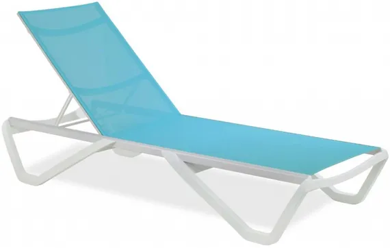 Шезлонг алюминиевый Wave, белый, бирюзовый