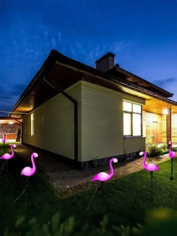 Светильник садовый на солнечной батарее уличный Фламинго, 3 шт. ламп