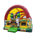 Коммерческий надувной батут "Мульти зверята" с крышей, 10*6*6 м