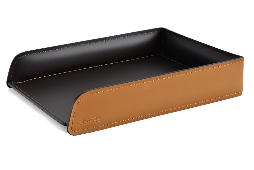 Набор канцелярии из кожи для руководителя, цвет табак/шоколад 9 предметов №155