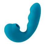 Голубой вибратор 13,9см с вакуумной стимуляцией и функцией постукивания BeYourLover Tara Blue TW05S