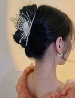 Заколка Краб "Бабочка" со стразами. Металл. Золото. Усиленная.Для волос.