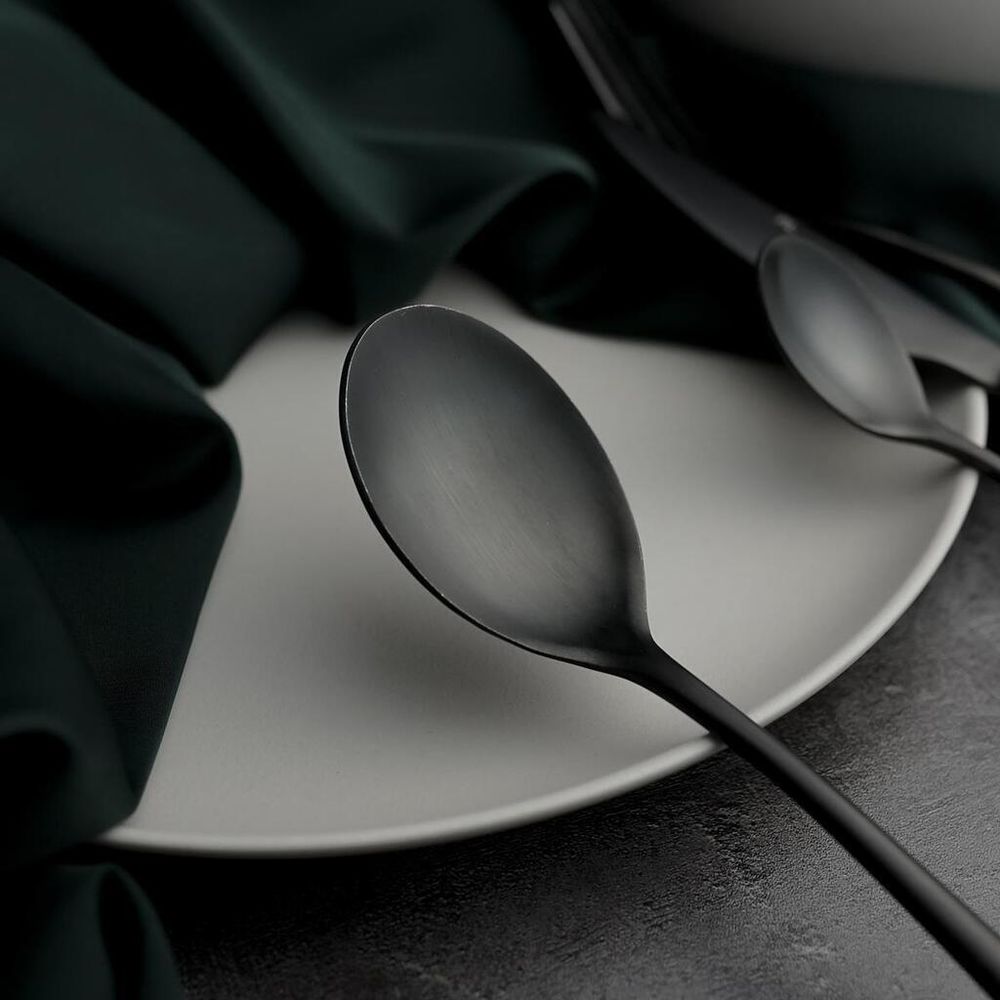 Ложка столовая 21 см матовая черный цвет PVD   [12]