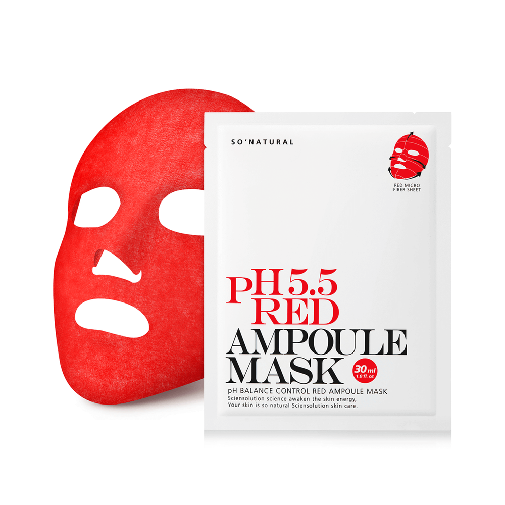 Слабокислотная восстанавливающая тканевая маска SO NATURAL 5.5 Red Ampoule Mask