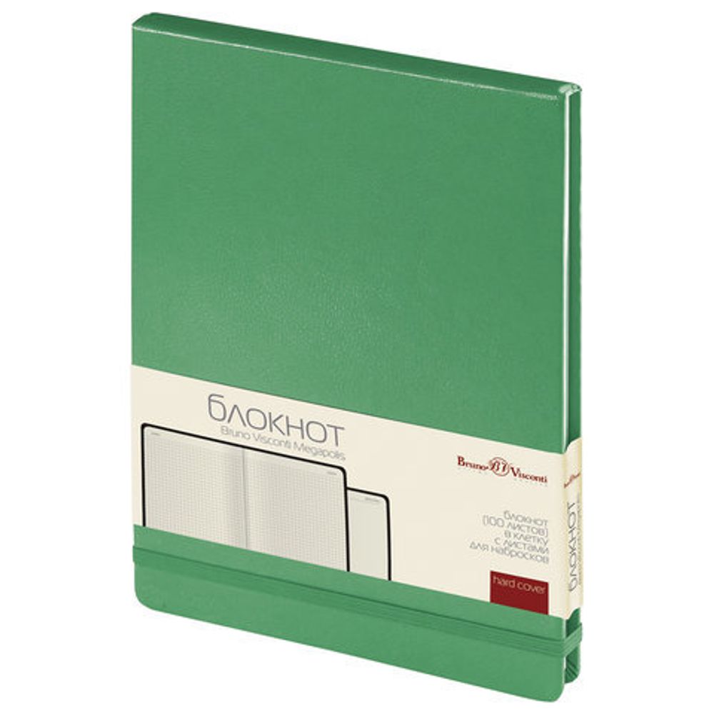 Блокнот А5 (144х212 мм), 100 л., твердая обложка, балакрон, открытие вверх, BRUNO VISCONTI, Зеленый, 3-103/03