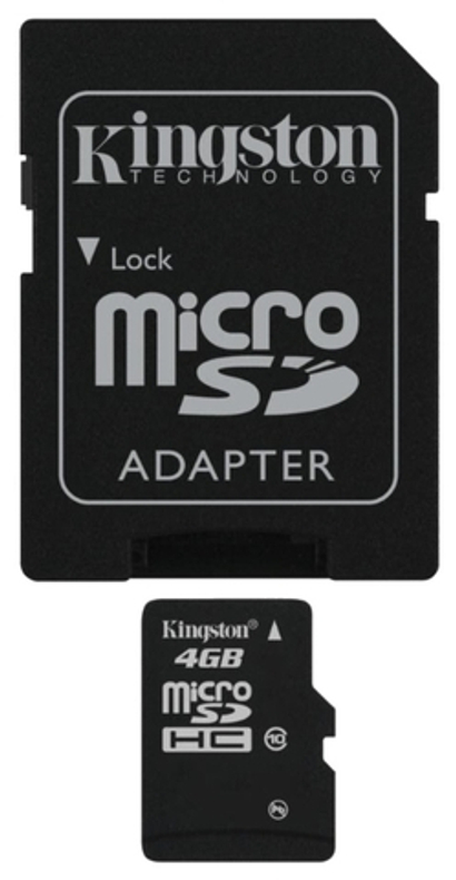 Карта памяти Kingston MicroSD(TransFlash) 4Gb HC Class10+ SD адаптер (SDC10-4GB)