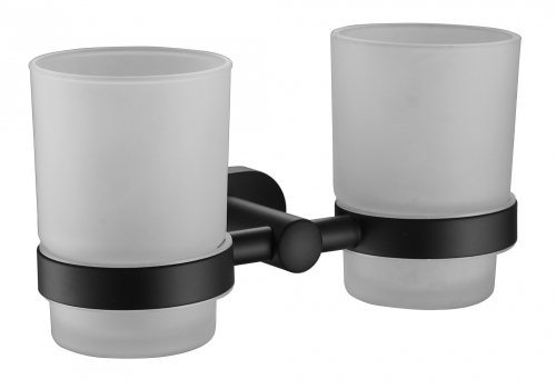 5106-C Стакан стеклянный, двойной, настенный  (ЧЕРНЫЙ) ViEiR  (20/1шт)