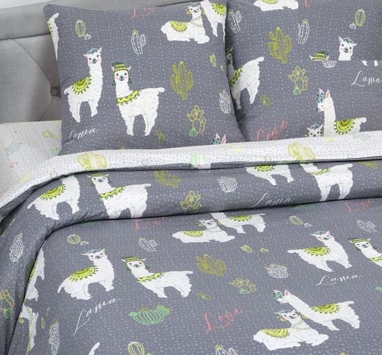 Семейный комплект постельного белья Лама DE LUXE поплин наволочки 70x70 см