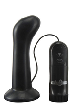 Черная анальная пробка с 4 режимами вибрации E4 CURVE HEAD - 11 см. (Цвет: черный)