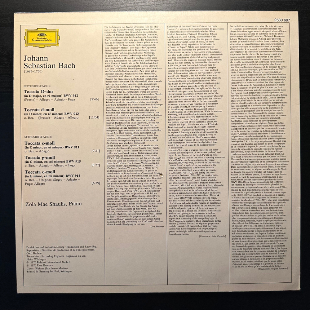 Бах- Токкаты (Германия 1976г.)