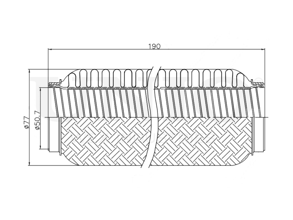 Гофра глушителя 50x190 мм InterLock UNIO EXP-50190L