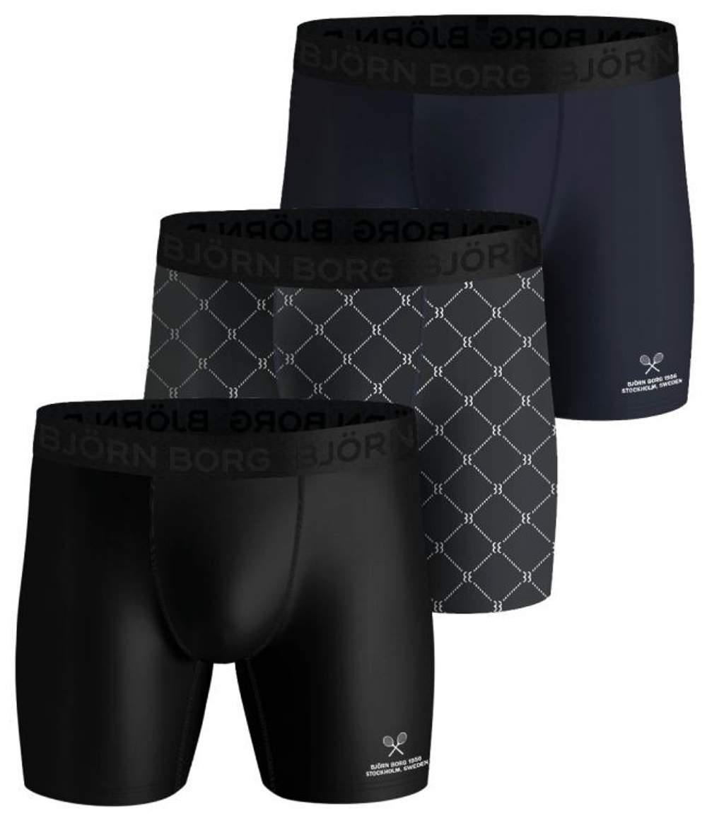 Мужские спортивные боксеры Björn Borg Shorts Per BB Tennis Net 3P - черный