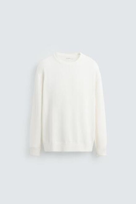 ZARA ДЖЕМПЕР ИЗ ХЛОПКА И КОНОПЛИ, ЖЕЛТОВАТО-БЕЛЫЙ