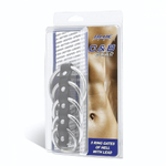 Хомут на пенис с 5 кольцами 5 Ring Gates Of Hell With Lead (Цвет: черный с серебристым)