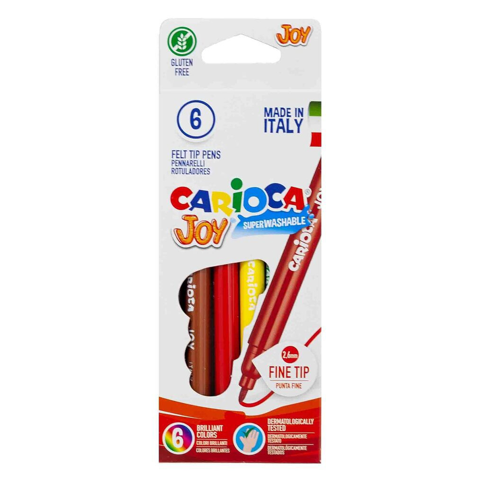 Фломастеры 6 цветов Carioca Superwashable