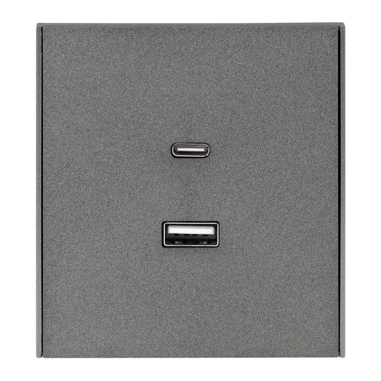 Розетка STRONG USB-A+Type-C 3А с функцией быстрой зарядки графит KRANZ