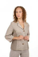 Жакет льняной серый, с боковыми вставками