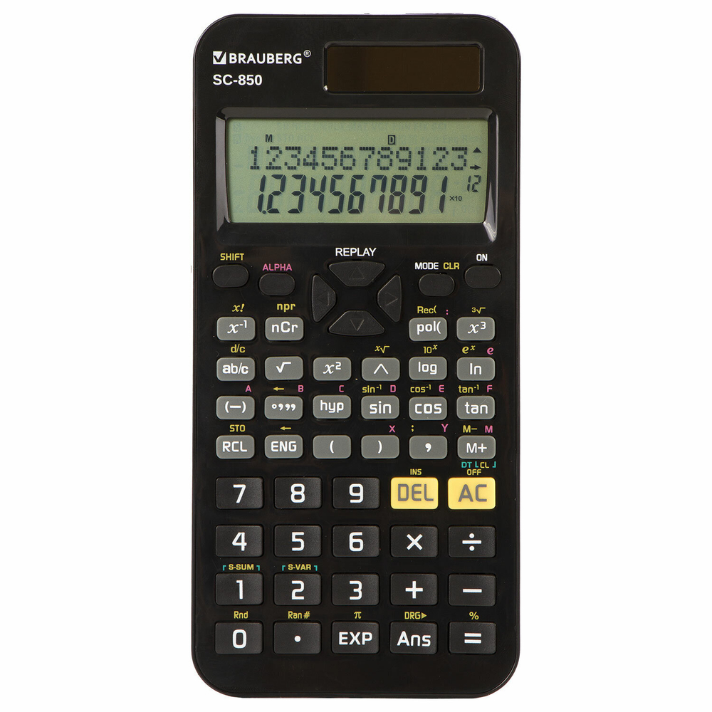 Калькулятор инженерный BRAUBERG SC-850 (163х82 мм) 240 функций 10+2 разрядов двойное питание черный