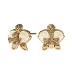Серьги Орхидея с молочным янтарем, позолота