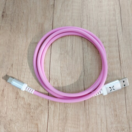 USB cable Type-C светящийся голос.упр. pink Full Power