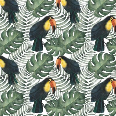 Тропический узор на белом фоне