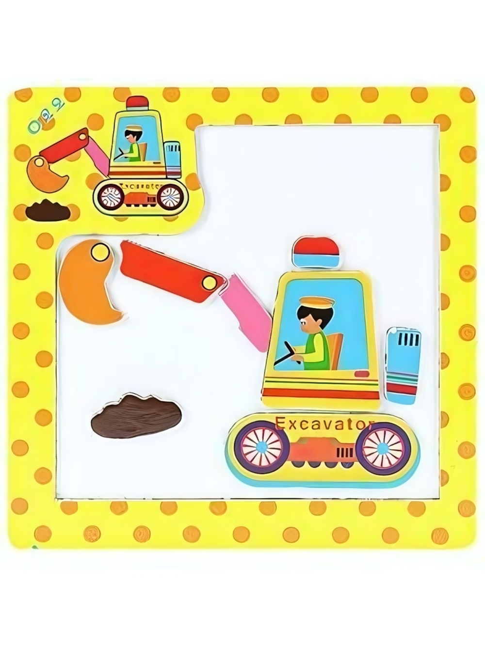 Пазл-рамка дер. магнитная "Экскаватор" 8 эл. ИД-0001