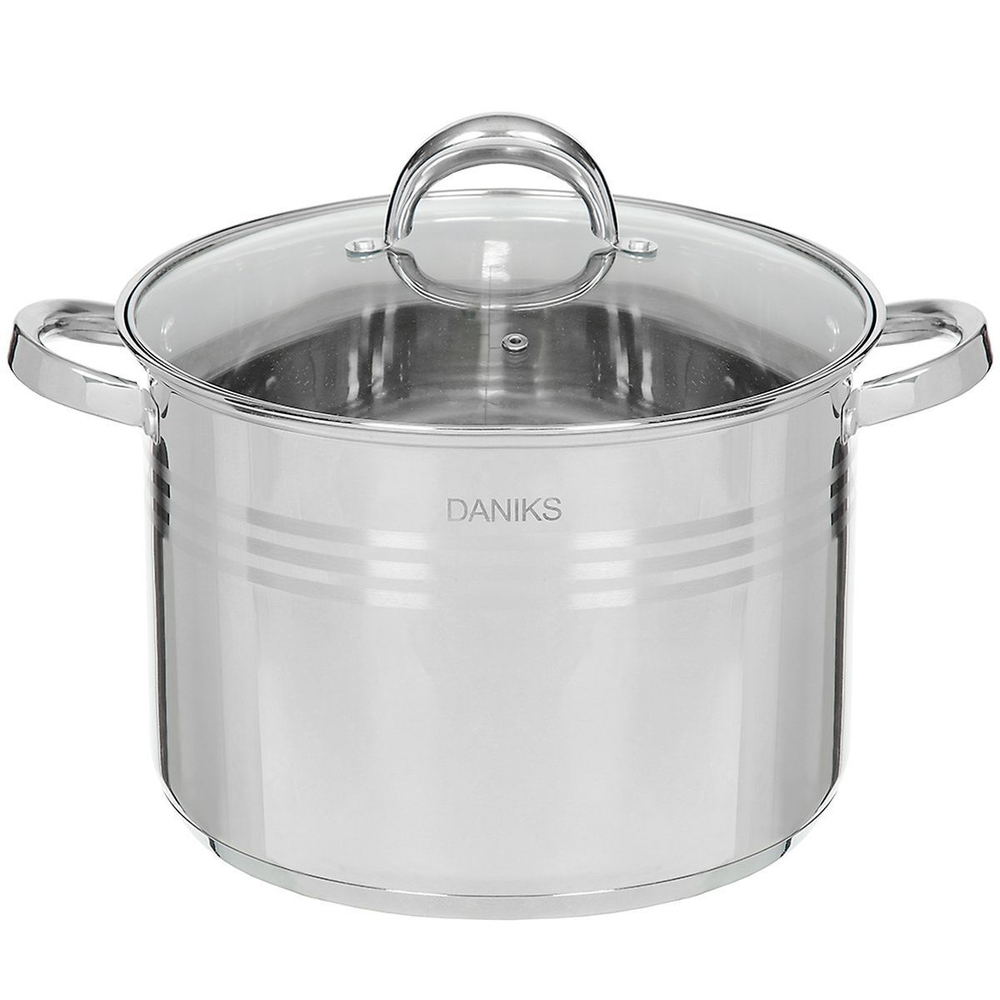 Кастрюля нерж, 16 л, с крыш, Daniks, Общепит, SD-6BP-16, индукц