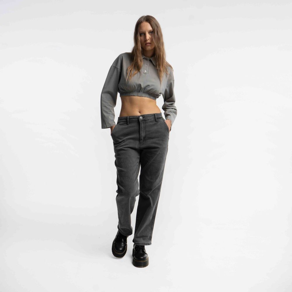 Купить Поло Dissident Crop OG Logo in Garment Dyed Grey Поло Dissident Crop OG Logo in Garment Dyed Grey