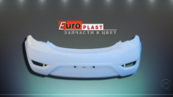 Задний бампер хэтчбек белый Hyundai Solaris 2010-2014