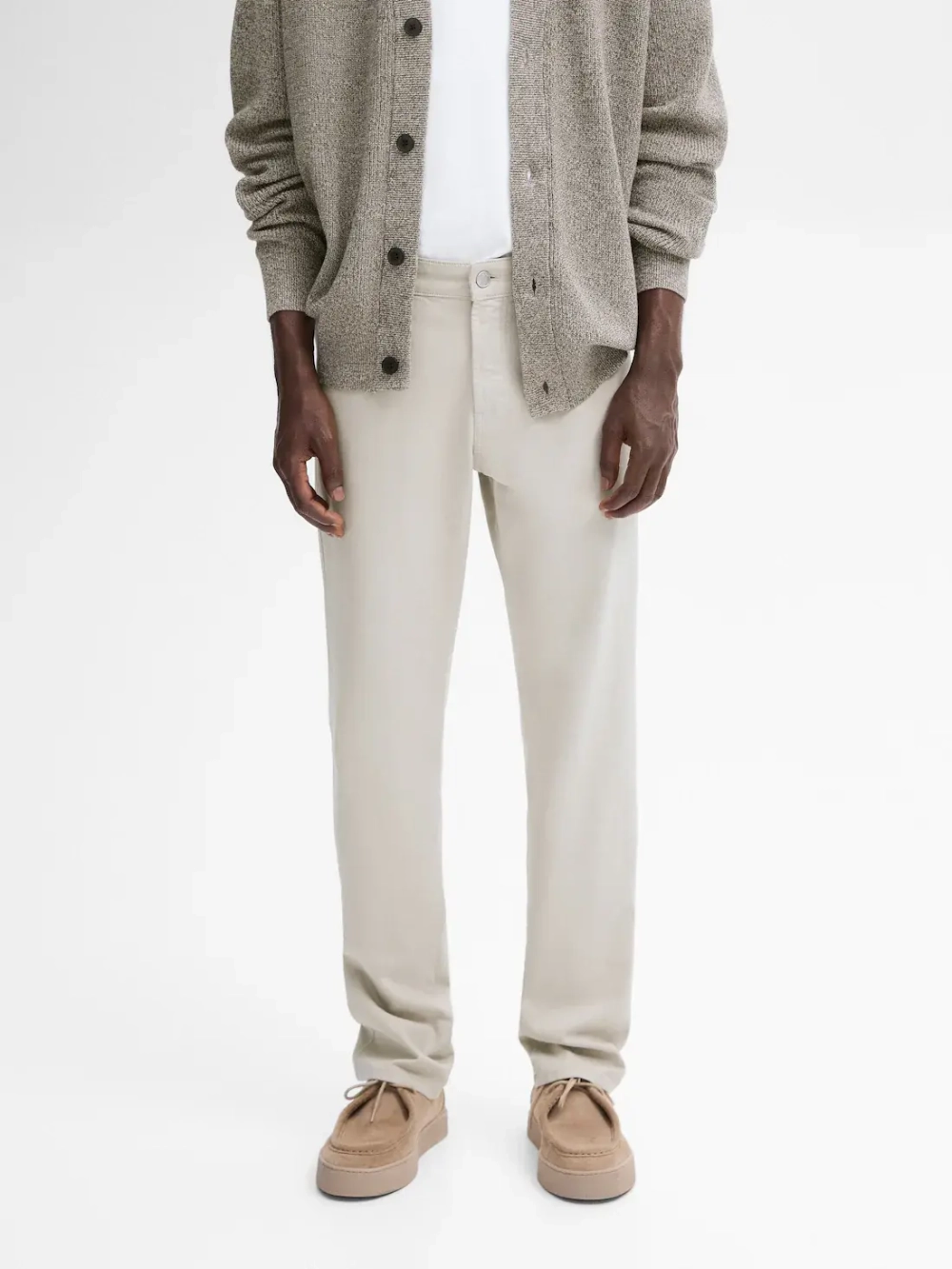 Massimo Dutti Зауженные брюки с отделкой под деним, серый