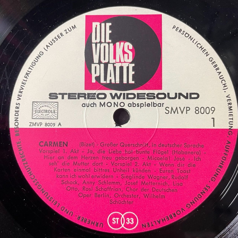 Винтажная виниловая пластинка LP Georges Bizet Жорж Бизе Sieglinde Wagner, Rudolf Schock, Carmen Кармен (Germany 1965)