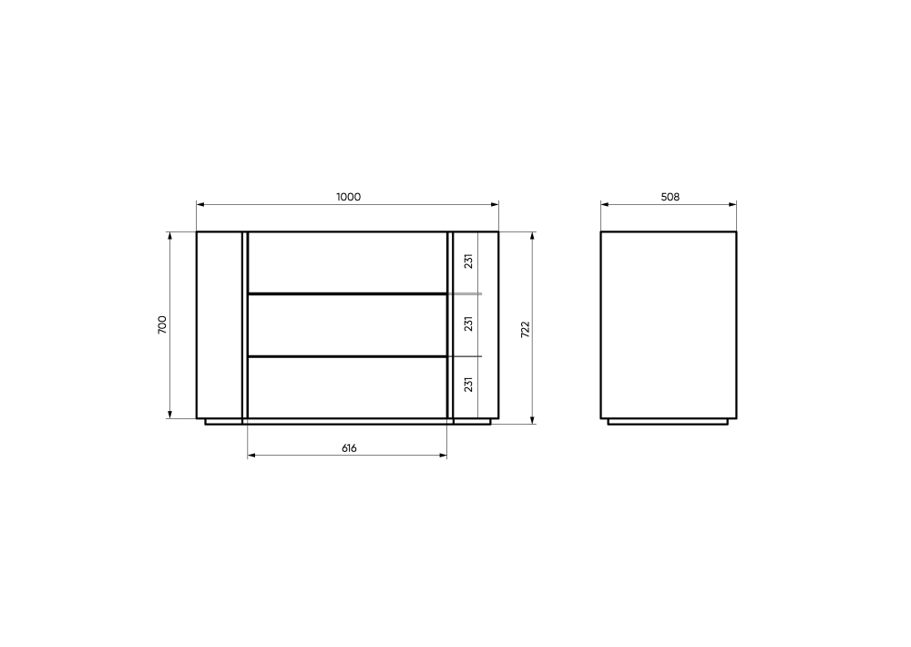 Комод Lagom 3 ящика ширина 100 см (серо-бежевый)