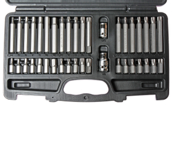 Набор бит 1/2" 3/8" SPLINE, TORX, HEX с держателем 40 предметов в кейсе JTC