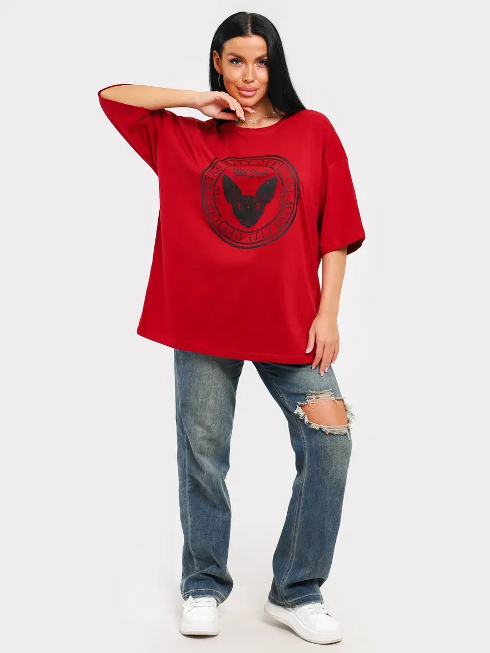 Футболка оверсайз больших размеров принт