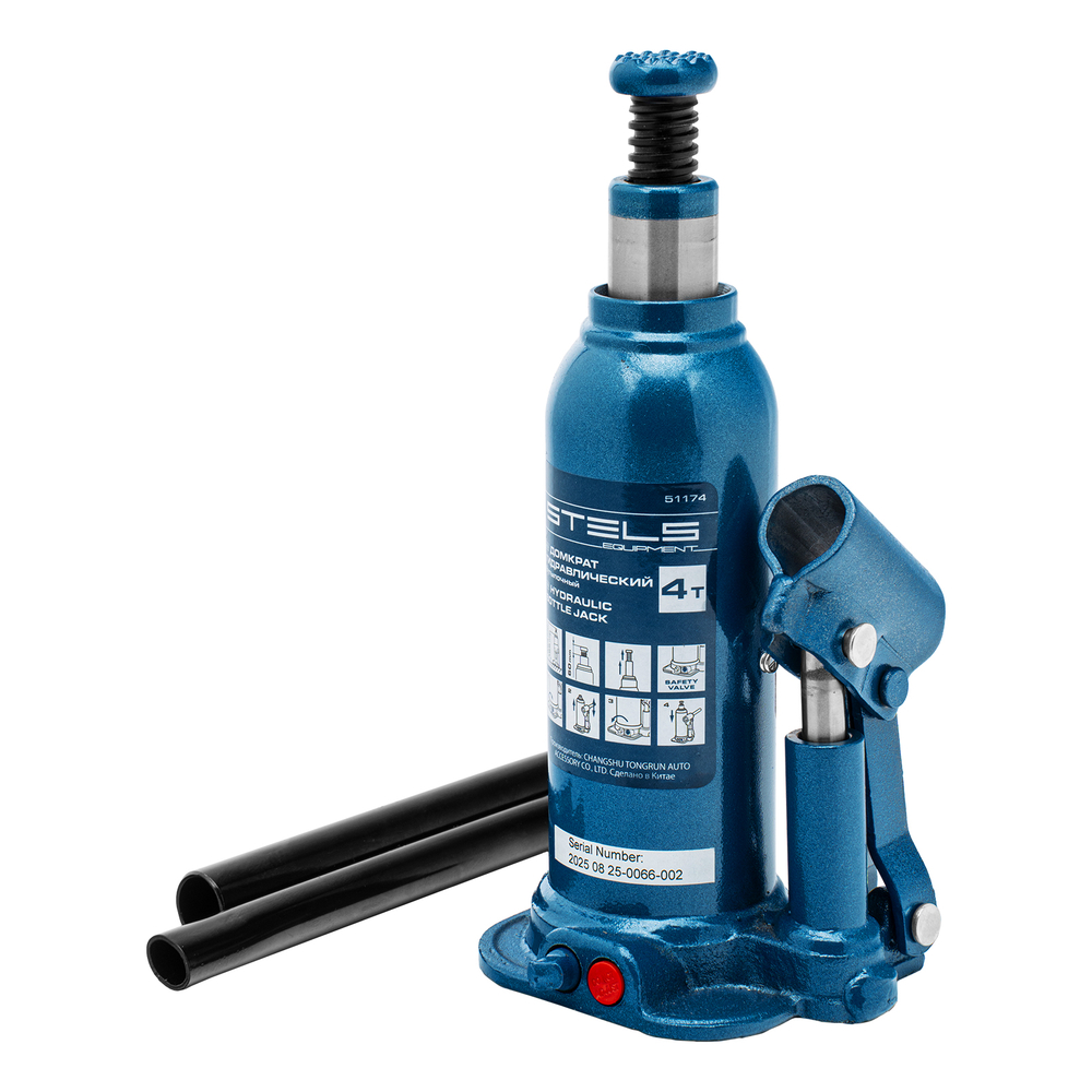 Домкрат гидравлический бутылочный, 4 т, h подъема 188-363 мм, в пластиковом кейсе Stels