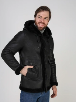 Дубленка зимняя куртка натуральная с капюшоном