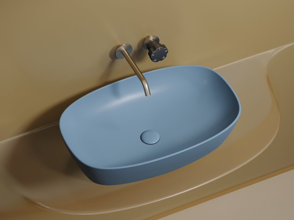 Умывальник чаша накладная овальная (цвет Голубой Матовый) Element 610x385x140мм