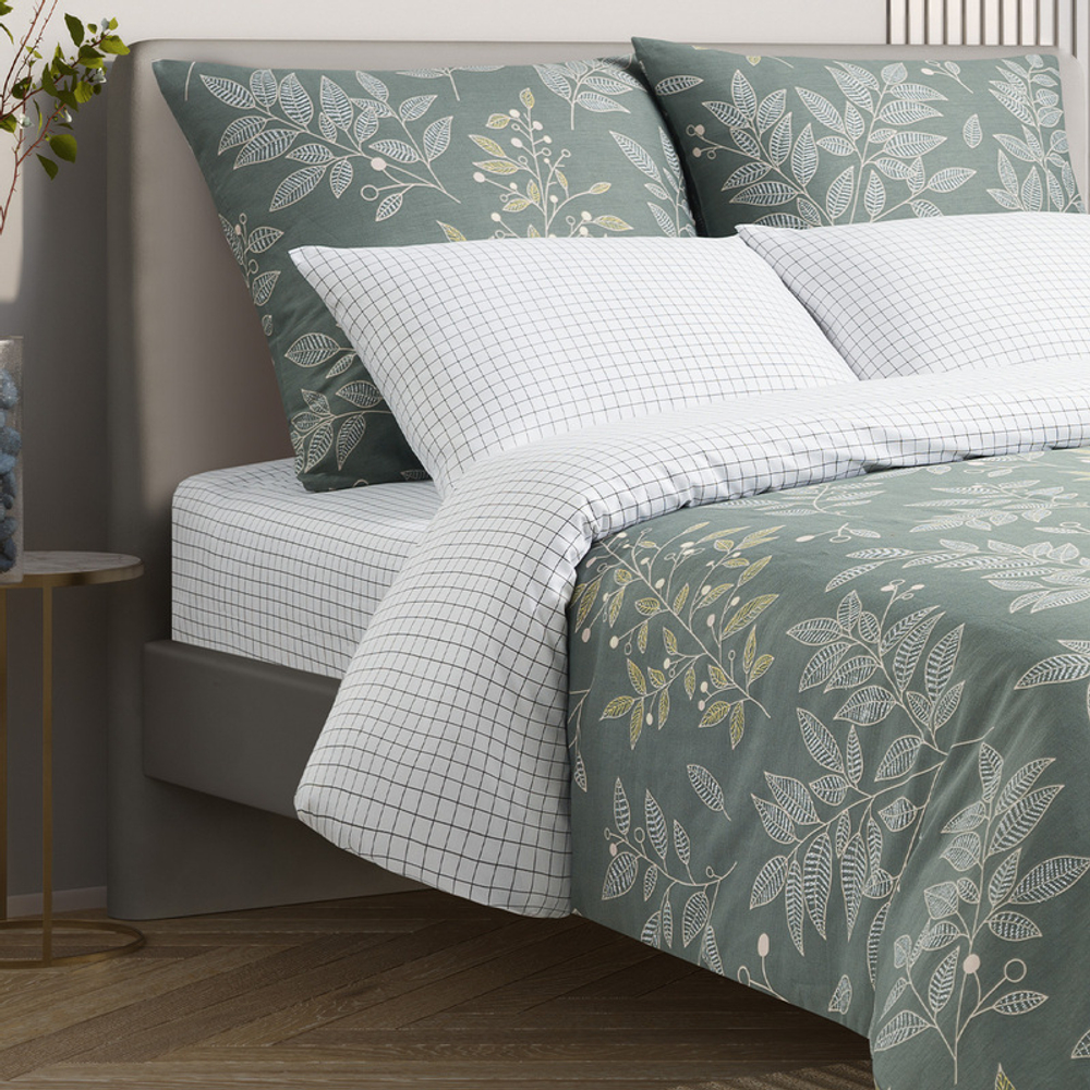 Комплект постельного белья Harmonica Евро с простыней на рез. 160х200 САТИН "Делия" (2 нав. 70х70 и 2 нав. 50х70)