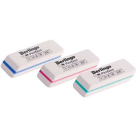 Ластик Berlingo Perfect скошенный 50х19х9мм, трехслойный, белый, каучук
