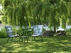 Уличное кресло Folio зеленое с голубой подушкой