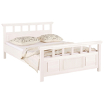 Двуспальная кровать 140х200 см Минск белая, из массива сосны в классическом стиле, с изголовьем, на ножках