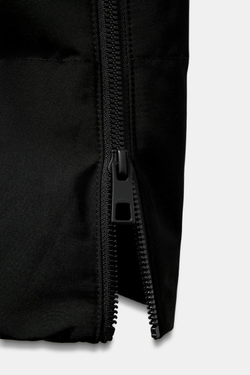 ZARA УДЛИНЕННЫЙ ПУХОВИК С КАПЮШОНОМ WATER REPELLENT WINDPROOF, ЧЕРНЫЙ