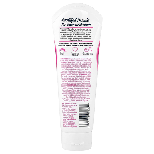 Summer's Eve, Ultimate Odor Protection™, дезодорант для всего тела, Simply Sensitive®, 89 мл (3 жидк. унции)