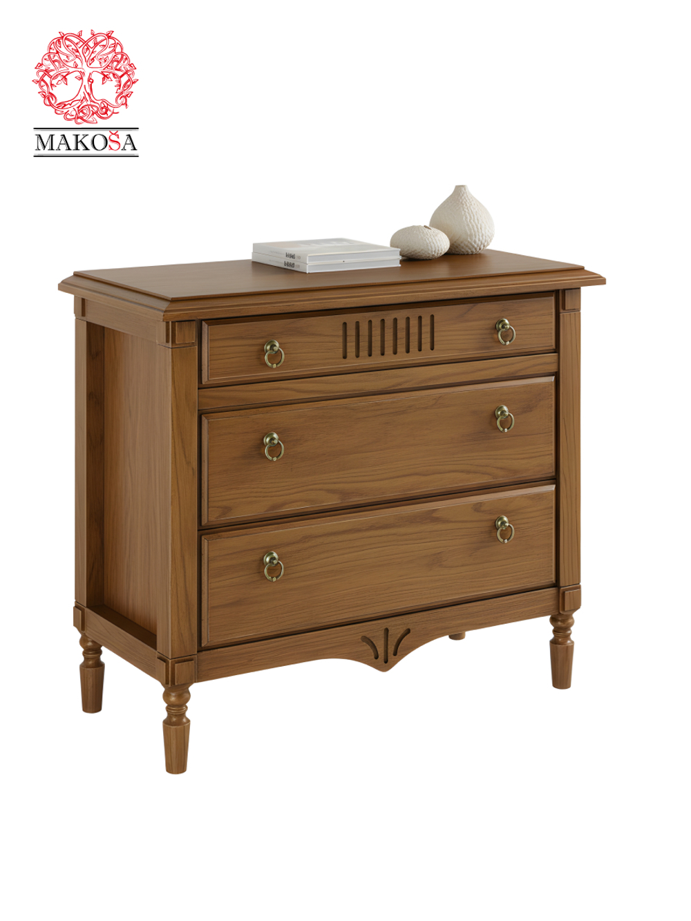 Комод 110х50х94, Джоли, с ящиками для одежды, в спальню, прихожую, гостиную, массив березы, цвет макиато, Makosa