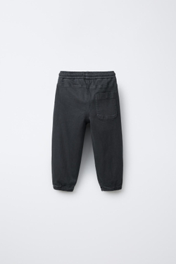 ZARA БРЮКИ-ДЖОГГЕРЫ ИЗ ЭЛАСТИЧНОГО ТВИЛА, СЕРО-СИНИЙ