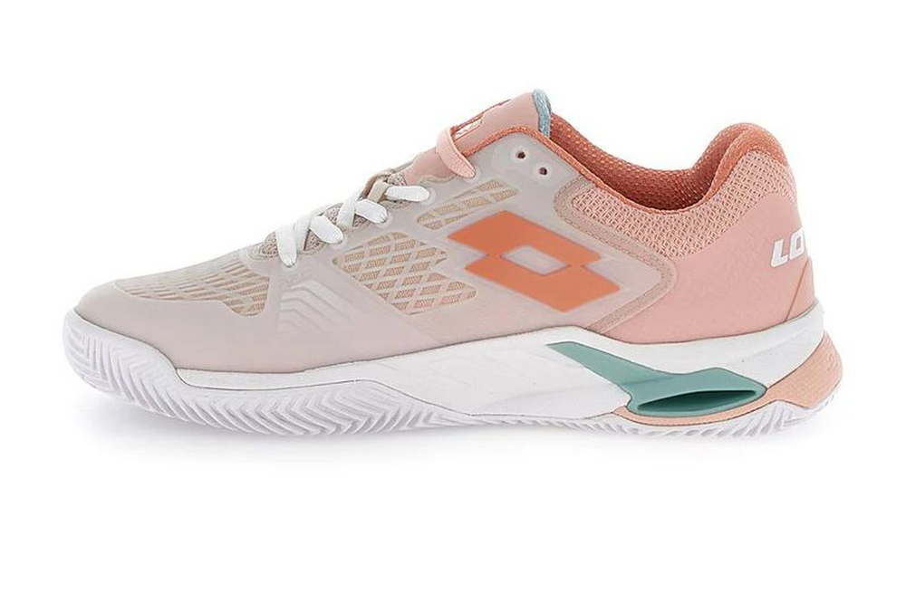 Женские теннисные кроссовки Lotto Mirage 100 II Clay - white/melon orange/peach melba